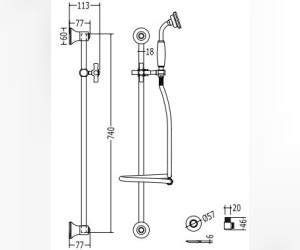 Душевая штанга Devon&Devon White Rose UTWR718OT, латунь