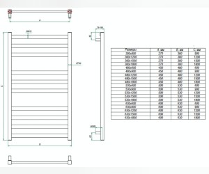 Полотенцесушитель водяной Grota Vento 53 x 150 см, ширина 53 см, высота 150 см, полированный