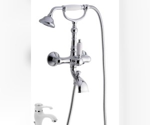 Смеситель для ванны и душа Emmevi Laguna 40011BС, белый/хром