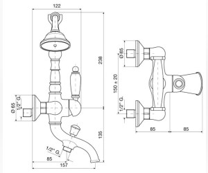 Смеситель для ванны и душа Emmevi Laguna 40011BС, белый/хром