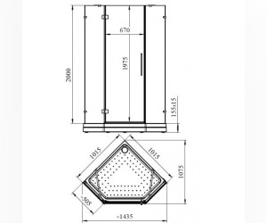 Душевое ограждение Радомир Санторо, 100 х 100 см, профиль хром, стекло прозрачное