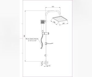 Душевая стойка GPD DST19-3, верхний душ квадратный, лейка 2 режима, хром