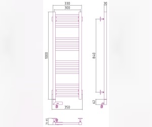 Полотенцесушитель электрический Сунержа Модус 2.0 1000 x 300, ширина 30 см, высота 100 см, МЭМ левый/правый, темный титан муар