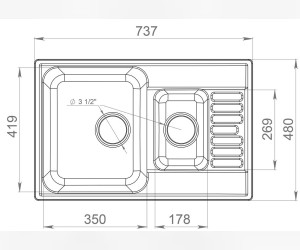 Кухонная мойка GranFest Quarz Z 21K, 73.7 x 48 см, белый