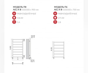 Полотенцесушитель водяной Terminus Контур П6 500x700, ширина 53 см, высота 70 см