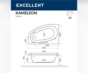 Ванна гидромассажная Excellent Kameleon 170 x 110 см, L SMART, хром