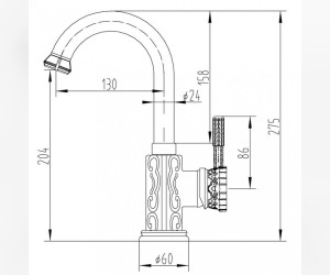 Смеситель для кухни Zorg Antic, бронза, A 110U-BR