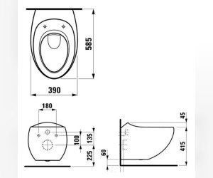 Подвесной унитаз безободковый Laufen Alessi One rimless 8.2097.1.400.000.1