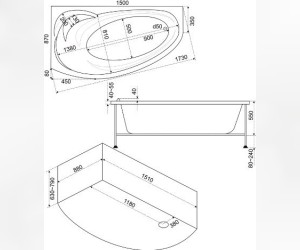 Ванна акриловая Bas Фэнтази (Fantasy) L/R 150 х 88 см (В 00041/В 00040)
