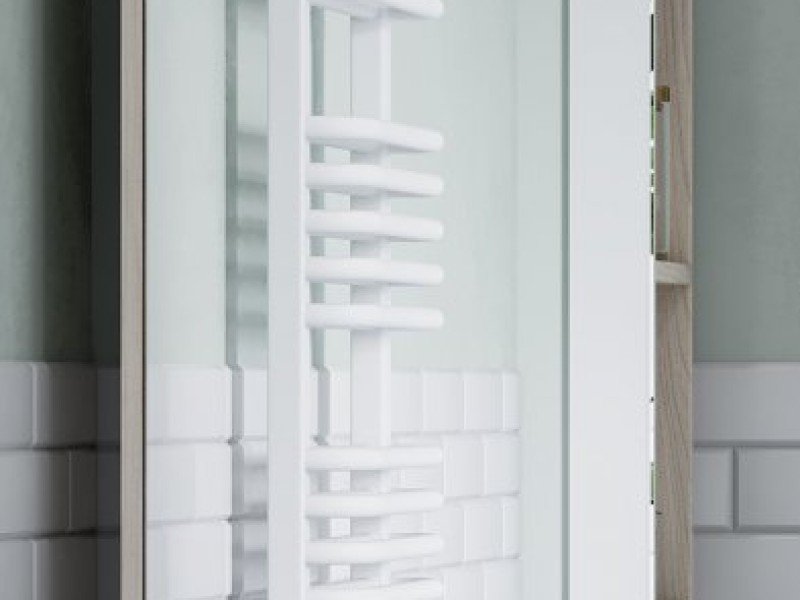 Пенал Акватон Сканди 40 см, 1A253403SDB20 с зеркалом, подвесной, белый/дуб верона