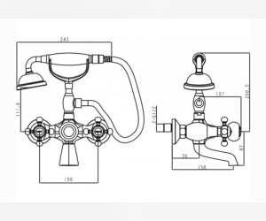 Смеситель для ванны и душа Timo Nelson 1914Y-CR gold