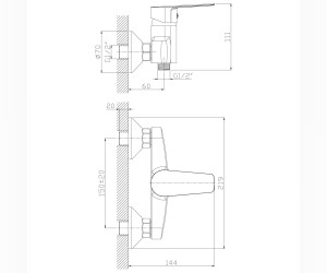 Смеситель Rossinka S35-41 для душа