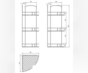Полка трёхъярусная угловая Milardo 111WC30M44