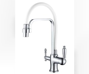 Смеситель Zorg Clean Water ZR 342-8 YF для кухни под фильтр, хром/белый