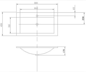 Раковина Акватон Премьер М 800 1A70493KPR010 (49-R.01.01), квадратный слив, 80*45 см