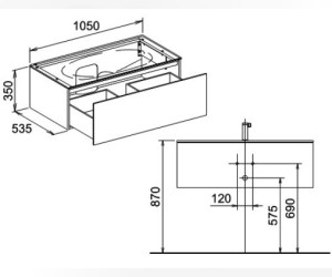 Тумба с раковиной Keuco Edition 11 31351 440000+31150 311001