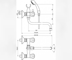 Смеситель Vidima ВИТ (VIT) BA155AA для ванны и душа с душевым гарнитуром, поворотный излив, хром