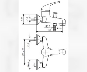 Смеситель для ванны Emmevi Ambra 9001BC, белый/хром