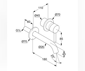 Смеситель Kludi Bozz 382443976 для раковины на 2 отверстия, излив 18 см, черный матовый