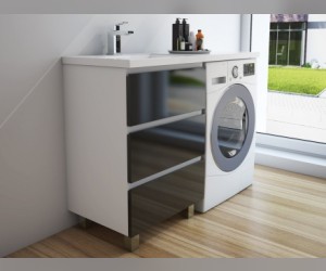 Тумба с раковиной Эстет Dallas Luxe 140 см, 3 ящика, чёрный фасад, левая/правая