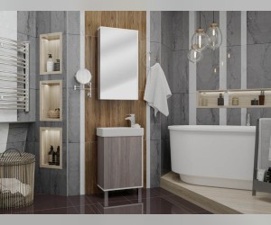 Тумба с раковиной Акватон Эмма, 1A2216K1EAD80, 45 х 62,5 см, цвет фасада - дуб навара