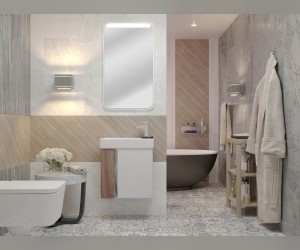 Тумба с раковиной Акватон Вита, 1A2214K1VTD70, 45 х 45 см, цвет фасада - белый/ясень шимо