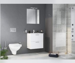 Комплект мебели Vitra Mia 60 см тумба, раковина, зеркало c подсветкой, кордован, 75103