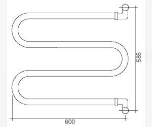 Полотенцесушитель водяной Margaroli Vento 400BN, высота 58.5 см, ширина 60 см, шлифованный никель
