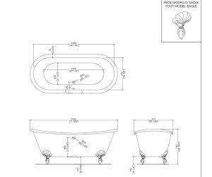 Чугунная ванна Devon&Devon Admiral 2MRADMIRALVARDD, 182 х 81 см, цвет: cостаренная медь/белый, ножки EAGLE cостаренная медь