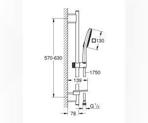 Душевой гарнитур Grohe Rainshower SmartActive 130 Cube, 26584000, хром
