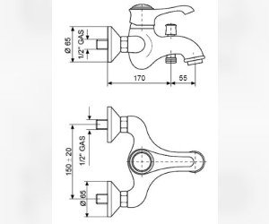 Смеситель для душа Emmevi Tiffany 6001NO, черный/золото
