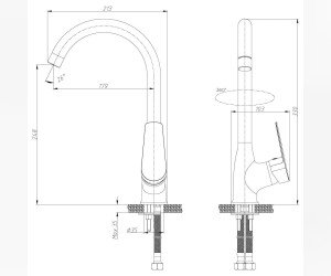 Смеситель Rossinka S35-23 для кухни