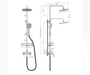 Душевая система Rossinka, хром, RS29-45