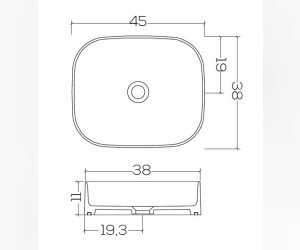 Раковина Galassia SmartB 7406, накладная, 45 х 38 х 11 см