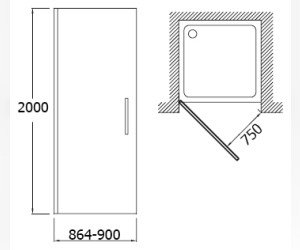 Душевая дверь в нишу Jacob Delafon Contra E22T90-GA 90*200 см