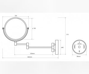Косметическое зеркало Bemeta 112201512hrom 23 x 46.5 x 31 см, хром