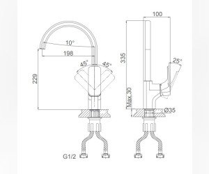 Смеситель D&K Berlin.Technische DA1432425 для кухонной мойки, высокий, черный матовый