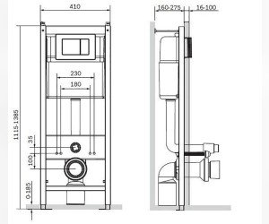 Инсталляция Am.Pm I01270301N для унитаза с белой клавишей смыва