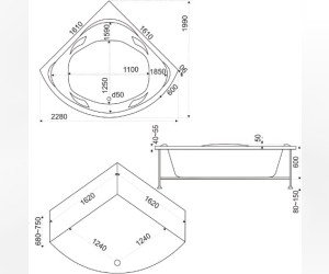 Ванна акриловая Bas Ривьера (Riviera) 161 х 161 см