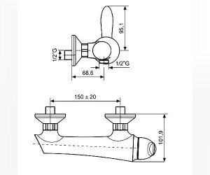 Смеситель для душа Emmevi Neco 91002CR, хром