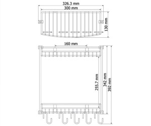 Полка металлическая прямая двойная WasserKRAFT К-1422