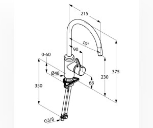 Смеситель Kludi Bingo Star 428039678 для кухни, нержавеющая сталь