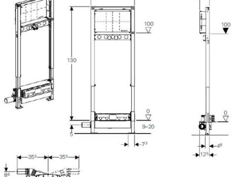 Душевой трап Geberit Duofix, для душевой системы с водоотводом в стене, для встраиваемого в стену смесителя, 111.580.00.1