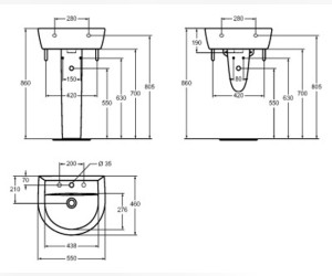 Раковина Vidima СЕВА МИКС (BOX) (Seva Mix) W402961, подвесная, белая, 55*46 см