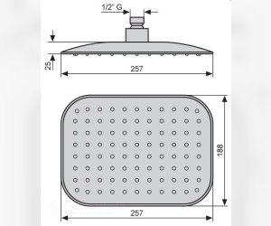 Верхний душ Emmevi C06676CR, 257х188 мм, 1 режим струи, без держателя, хром