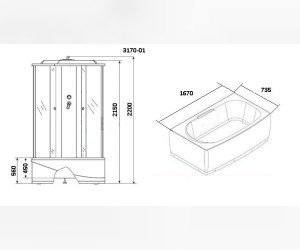 Душевая кабина Niagara NG-3170-01, 170 x 75 см, без бани