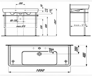 Раковина Laufen Pro 8.1395.8.000.104.1 105*48 см