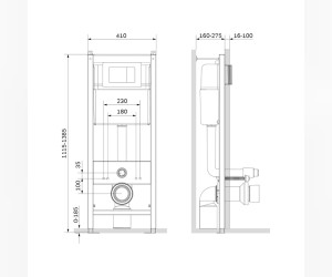 Инсталляция Damixa, для унитаза с клавишей смыва глянцевый хром, DX00.I011.0151