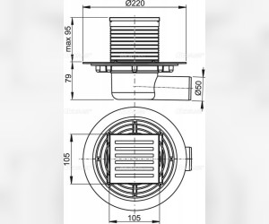 Душевой трап AlcaPlast APV103 с боковой подводкой