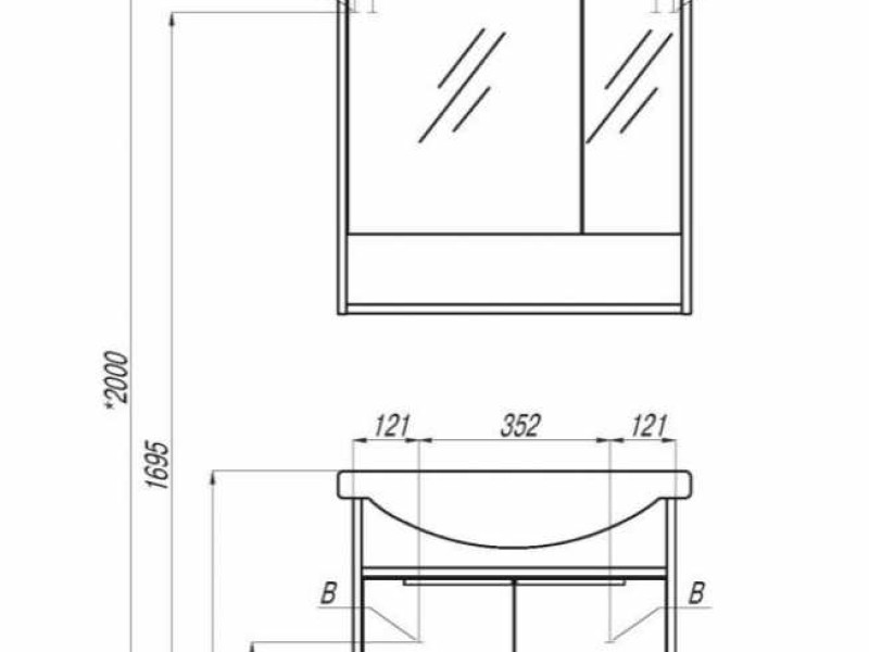 Шкаф-зеркало Акватон Рико 65 см 1A215202RIB90